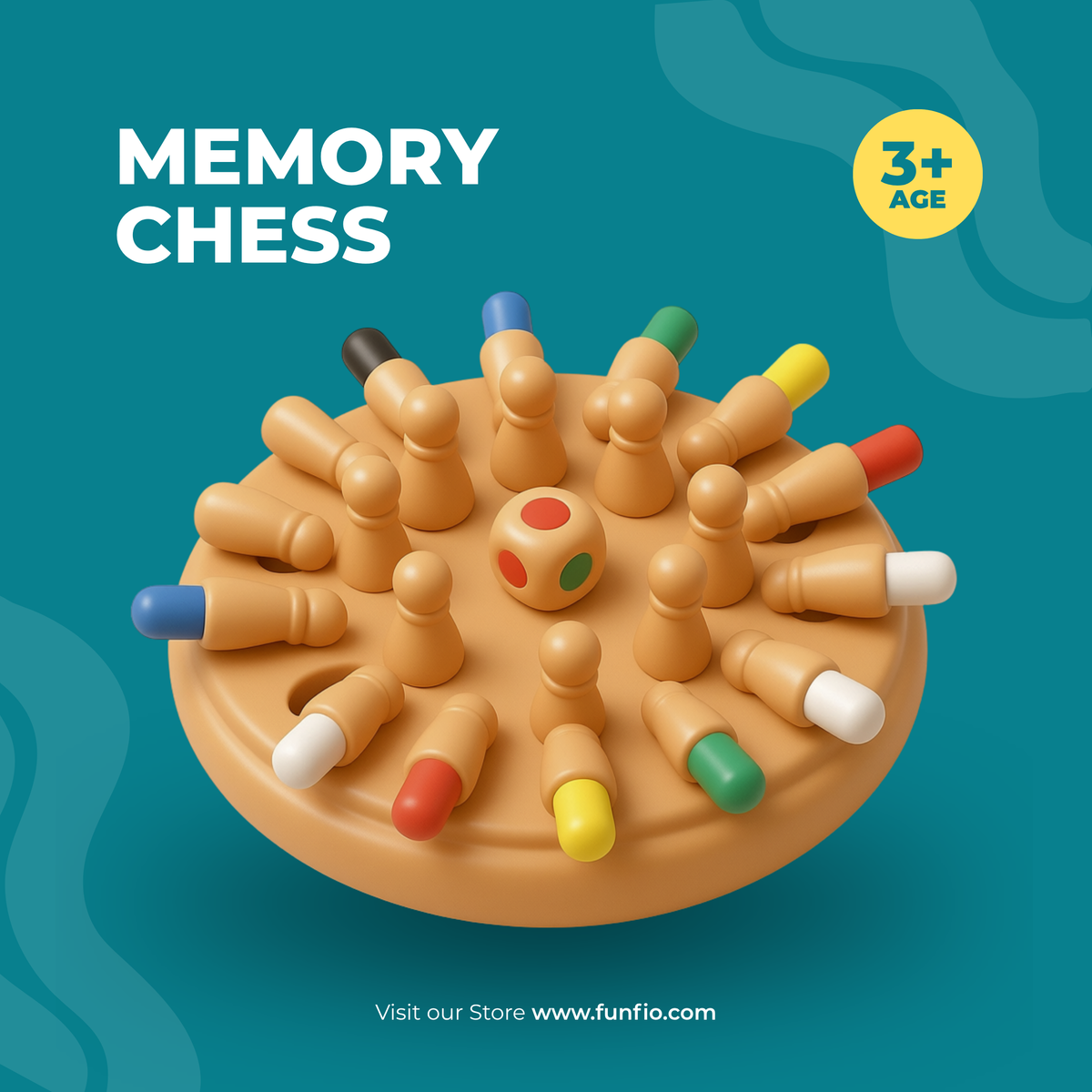 Wooden Memory Chess Game for Kids | Color Matching Educational Board Game